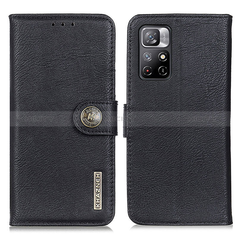 Funda de Cuero Cartera con Soporte Carcasa K02Z para Xiaomi Redmi Note 11 5G Negro