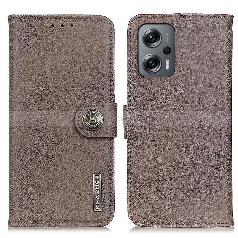 Funda de Cuero Cartera con Soporte Carcasa K02Z para Xiaomi Redmi Note 11T Pro+ Plus 5G Gris