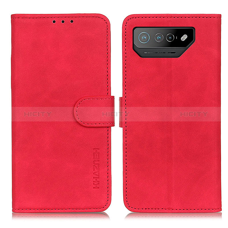 Funda de Cuero Cartera con Soporte Carcasa K03Z para Asus ROG Phone 7 Pro Rojo