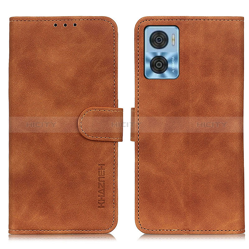 Funda de Cuero Cartera con Soporte Carcasa K03Z para Motorola Moto E22 Marron