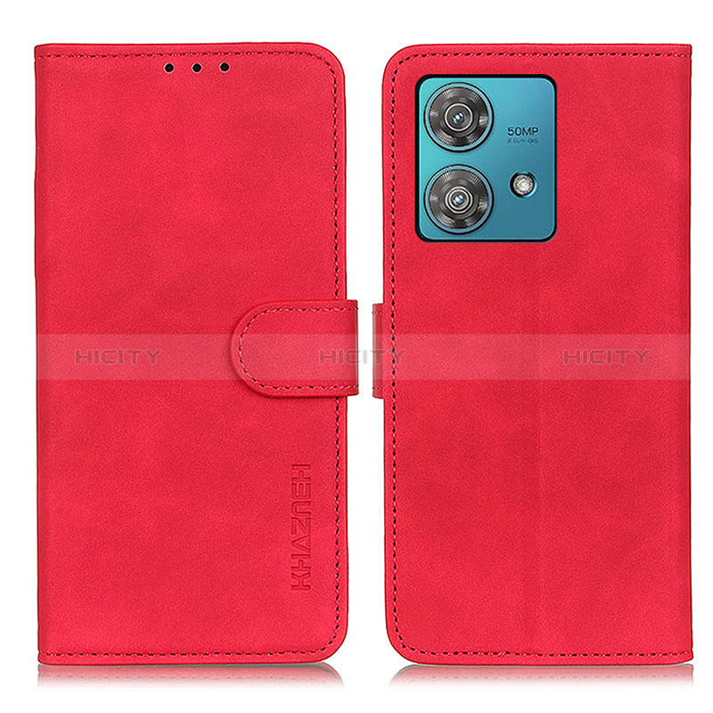 Funda de Cuero Cartera con Soporte Carcasa K03Z para Motorola Moto Edge 40 Neo 5G Rojo