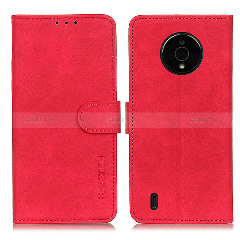 Funda de Cuero Cartera con Soporte Carcasa K03Z para Nokia C200 Rojo