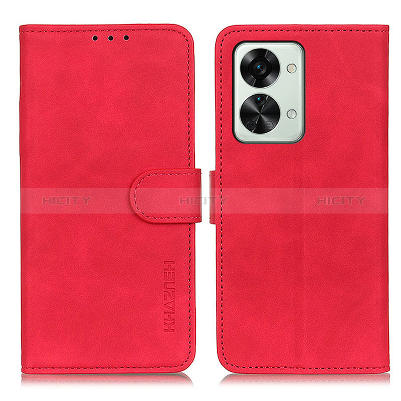 Funda de Cuero Cartera con Soporte Carcasa K03Z para OnePlus Nord 2T 5G Rojo