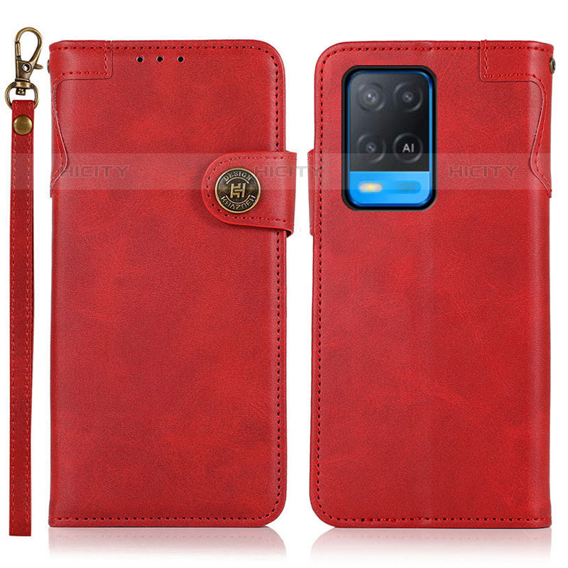 Funda de Cuero Cartera con Soporte Carcasa K03Z para Oppo A54 4G Rojo