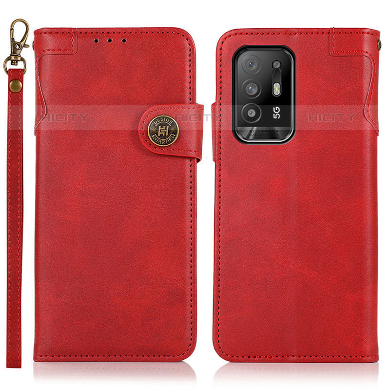 Funda de Cuero Cartera con Soporte Carcasa K03Z para Oppo F19 Pro+ Plus 5G Rojo