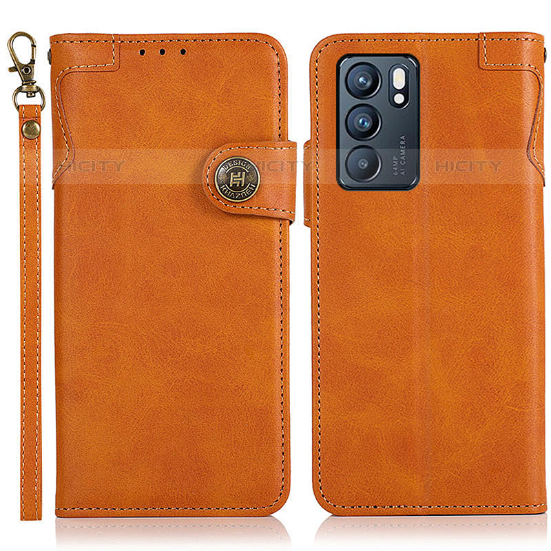 Funda de Cuero Cartera con Soporte Carcasa K03Z para Oppo Reno6 5G Marron