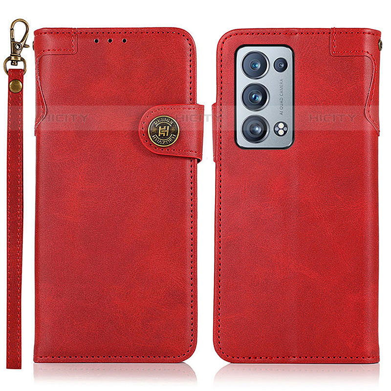 Funda de Cuero Cartera con Soporte Carcasa K03Z para Oppo Reno6 Pro 5G Rojo