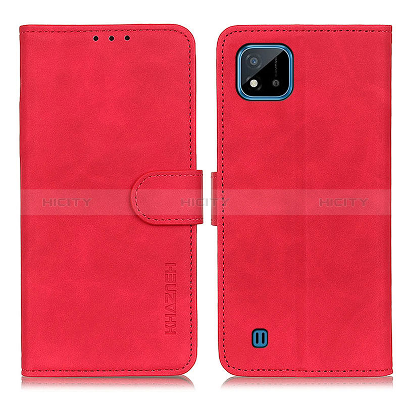 Funda de Cuero Cartera con Soporte Carcasa K03Z para Realme C20 Rojo