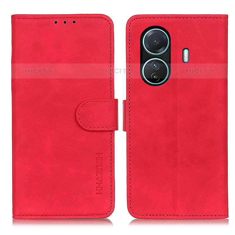 Funda de Cuero Cartera con Soporte Carcasa K03Z para Vivo iQOO Z6 Pro 5G Rojo