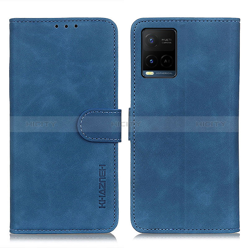 Funda de Cuero Cartera con Soporte Carcasa K03Z para Vivo Y21s Azul