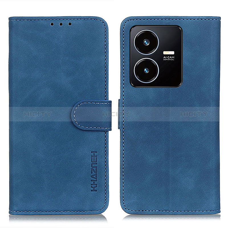 Funda de Cuero Cartera con Soporte Carcasa K03Z para Vivo Y22s Azul