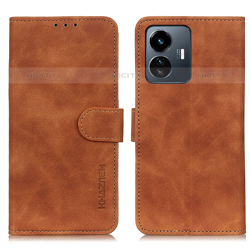 Funda de Cuero Cartera con Soporte Carcasa K03Z para Vivo Y77e 5G Marron