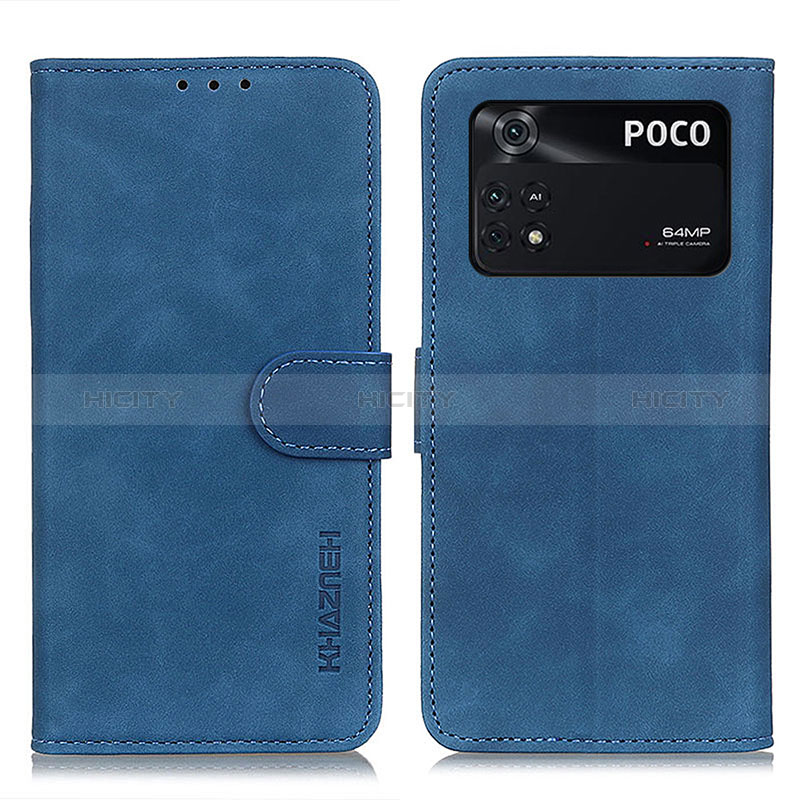 Funda de Cuero Cartera con Soporte Carcasa K03Z para Xiaomi Poco M4 Pro 4G Azul