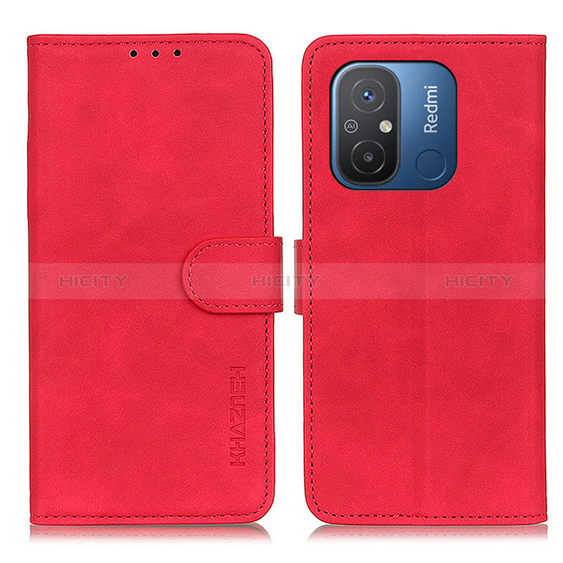Funda de Cuero Cartera con Soporte Carcasa K03Z para Xiaomi Redmi 12C 4G Rojo