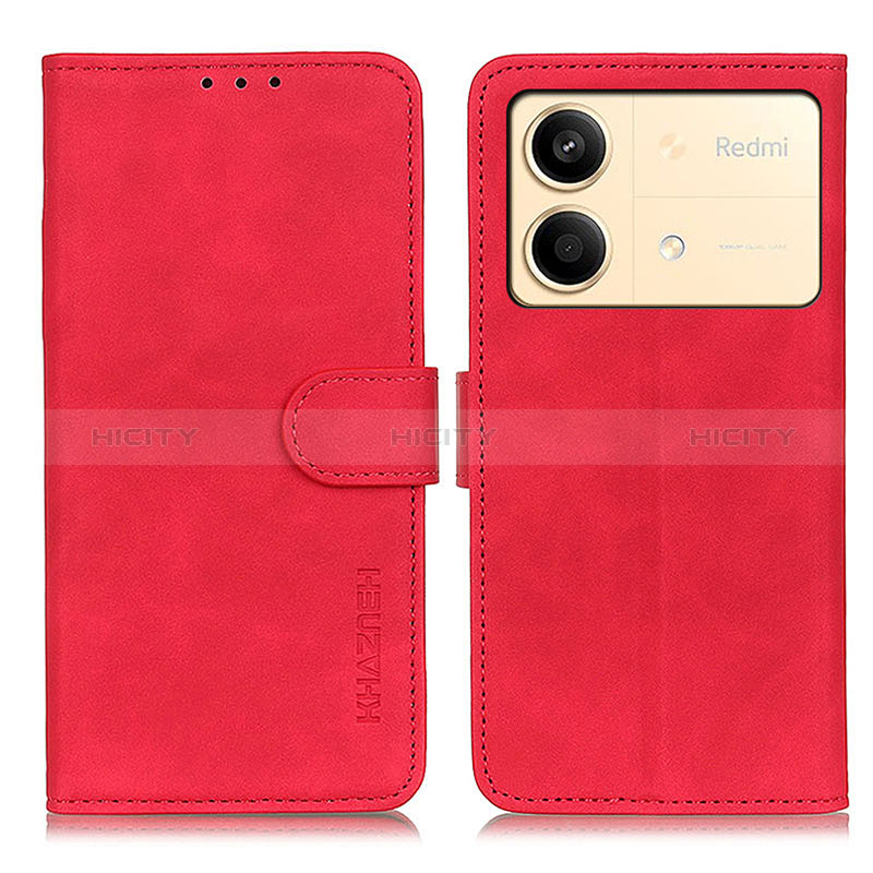 Funda de Cuero Cartera con Soporte Carcasa K03Z para Xiaomi Redmi Note 13R Pro 5G Rojo