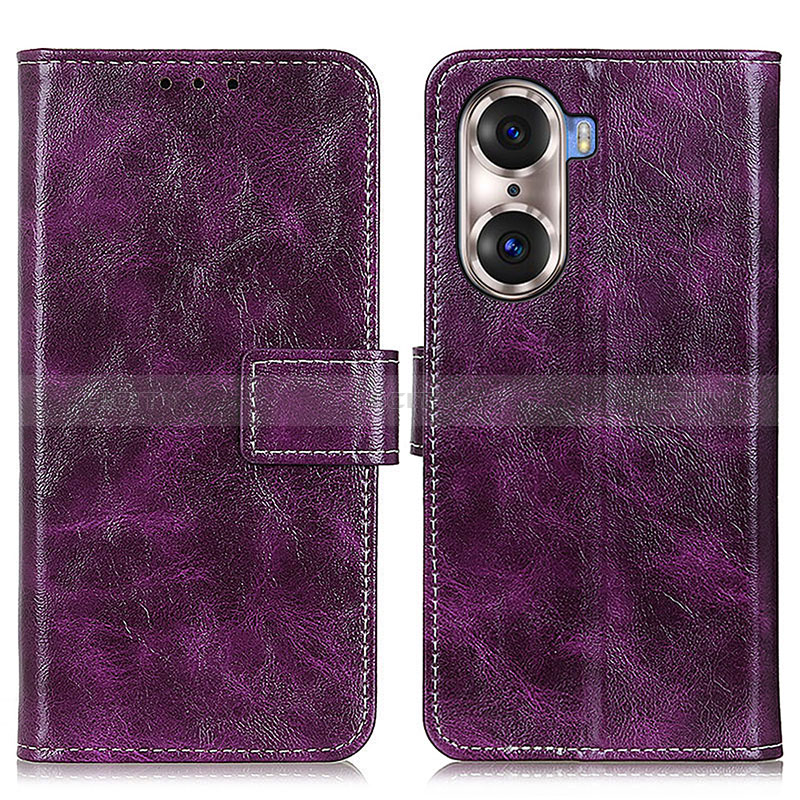 Funda de Cuero Cartera con Soporte Carcasa K04Z para Huawei Honor 60 Pro 5G Morado