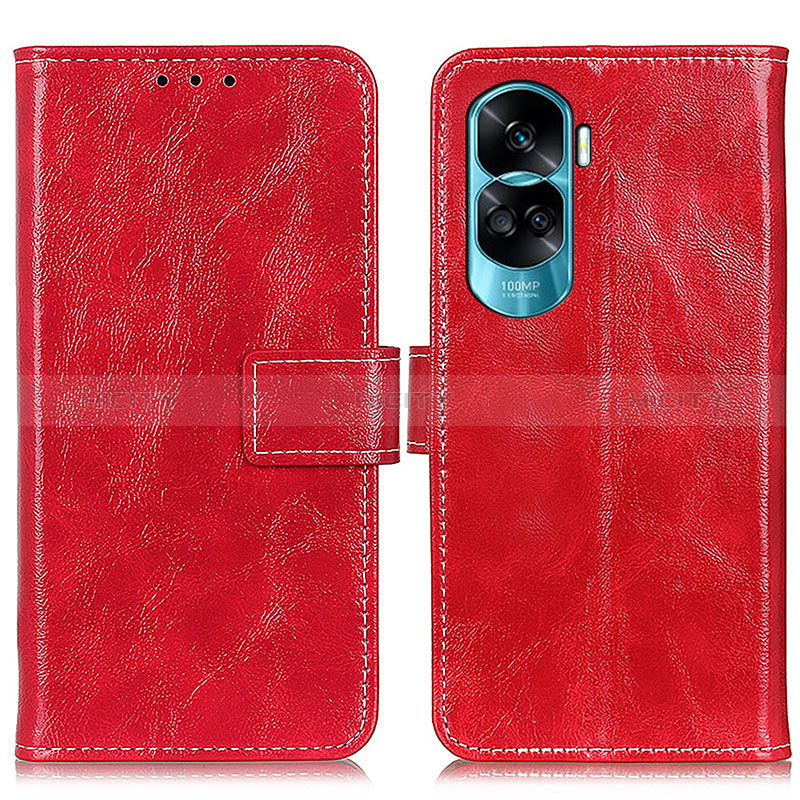 Funda de Cuero Cartera con Soporte Carcasa K04Z para Huawei Honor 90 Lite 5G Rojo