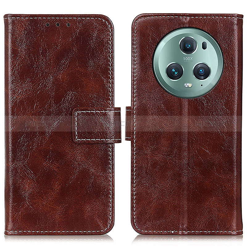 Funda de Cuero Cartera con Soporte Carcasa K04Z para Huawei Honor Magic5 Pro 5G Marron