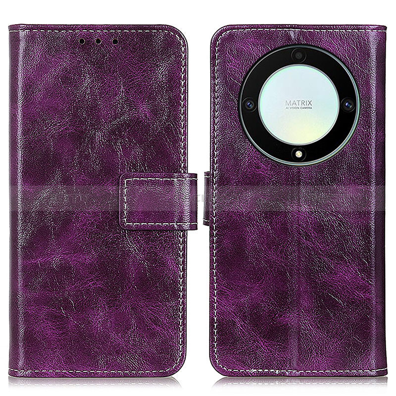 Funda de Cuero Cartera con Soporte Carcasa K04Z para Huawei Honor X9a 5G Morado