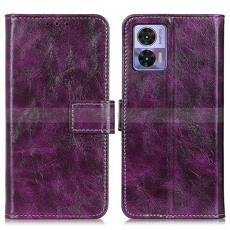 Funda de Cuero Cartera con Soporte Carcasa K04Z para Motorola Moto Edge 30 Neo 5G Morado