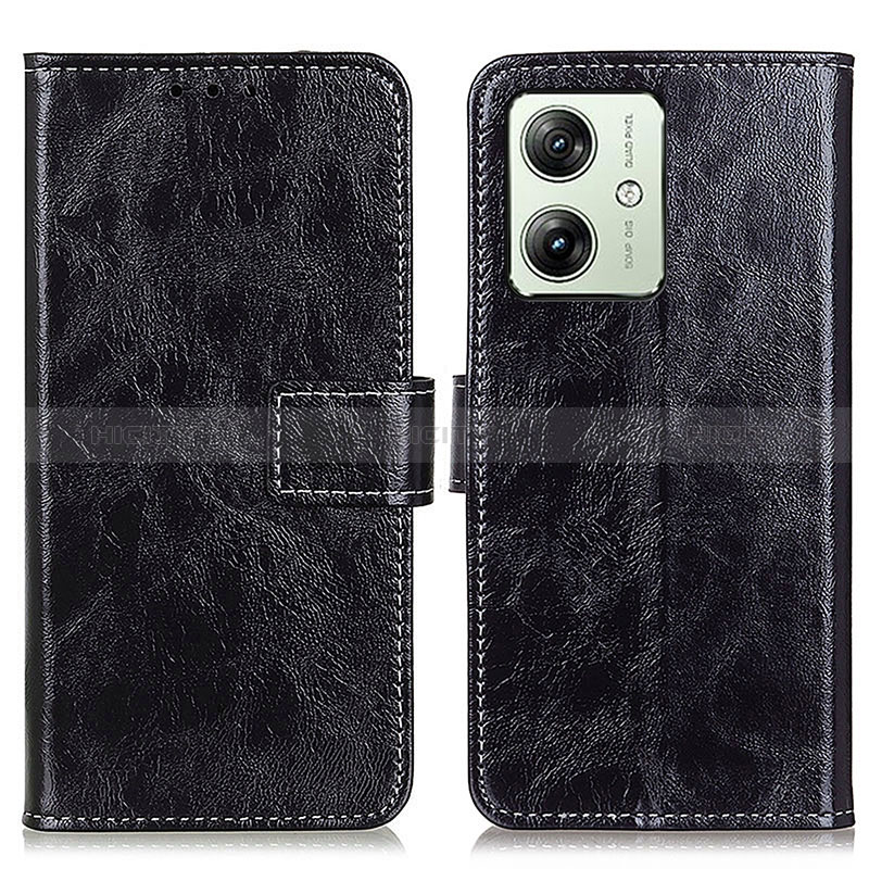 Funda de Cuero Cartera con Soporte Carcasa K04Z para Motorola Moto G54 5G Negro