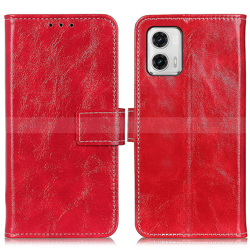 Funda de Cuero Cartera con Soporte Carcasa K04Z para Motorola Moto G73 5G Rojo