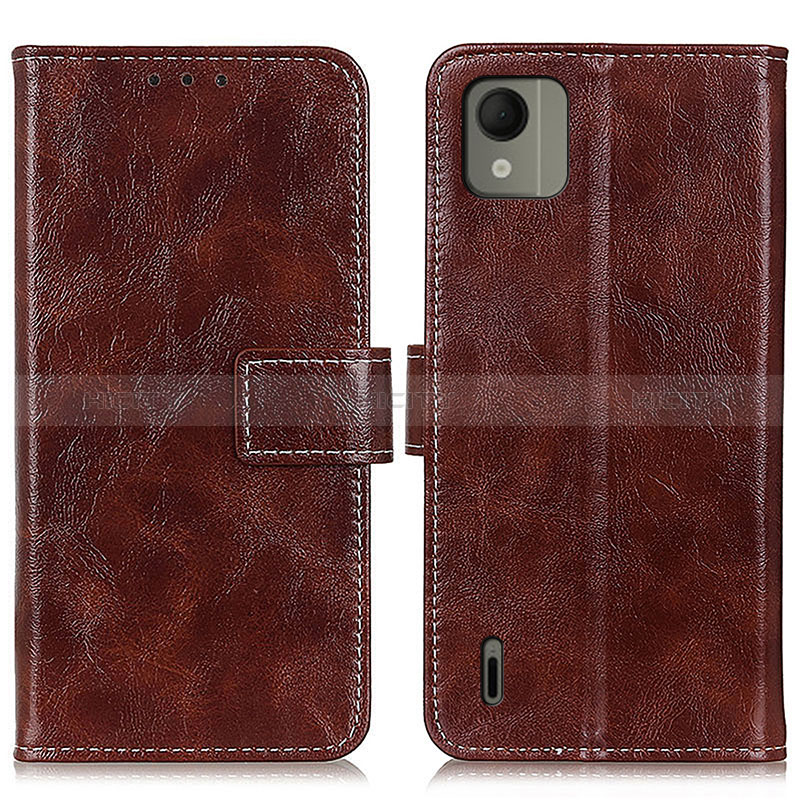 Funda de Cuero Cartera con Soporte Carcasa K04Z para Nokia C110 Marron