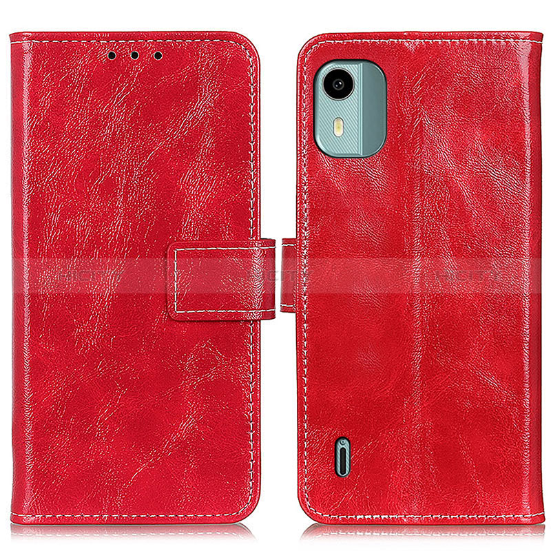 Funda de Cuero Cartera con Soporte Carcasa K04Z para Nokia C12 Rojo