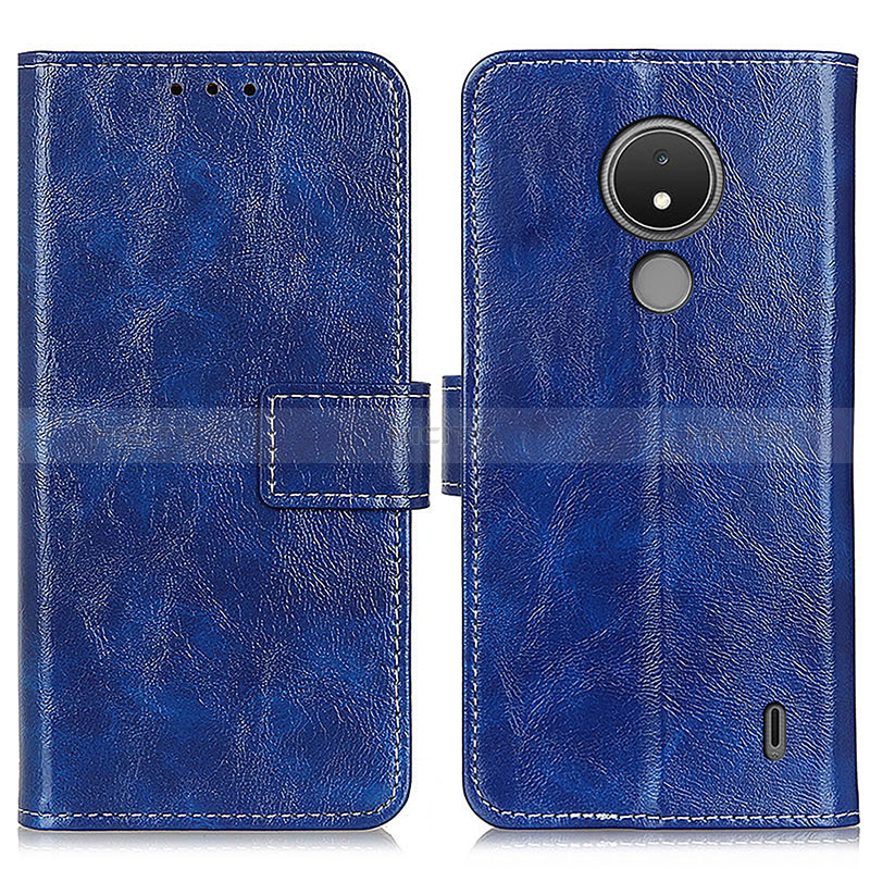 Funda de Cuero Cartera con Soporte Carcasa K04Z para Nokia C21 Azul