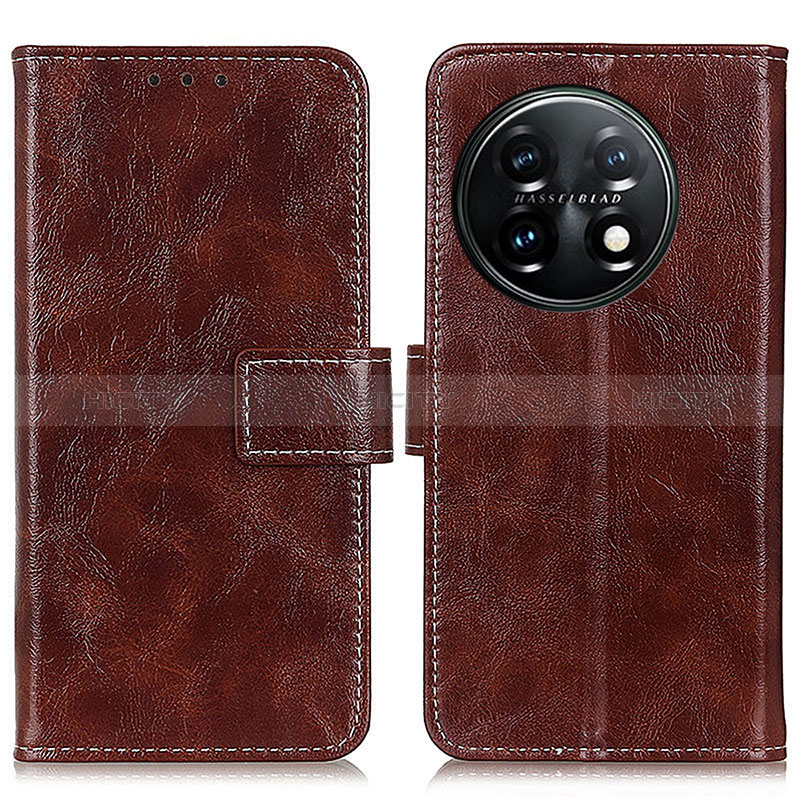 Funda de Cuero Cartera con Soporte Carcasa K04Z para OnePlus 11 5G Marron