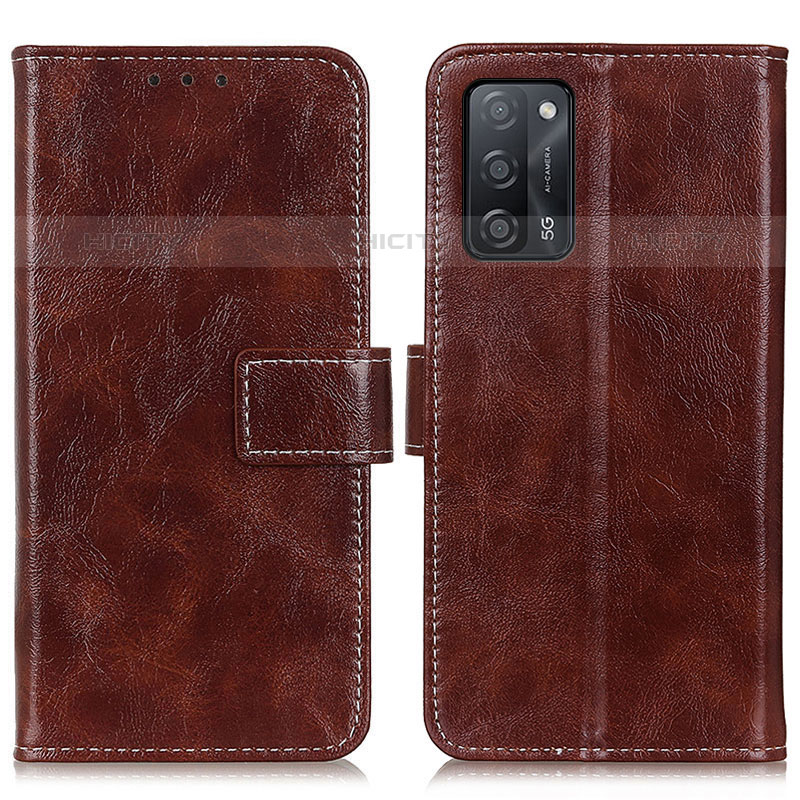 Funda de Cuero Cartera con Soporte Carcasa K04Z para Oppo A53s 5G Marron