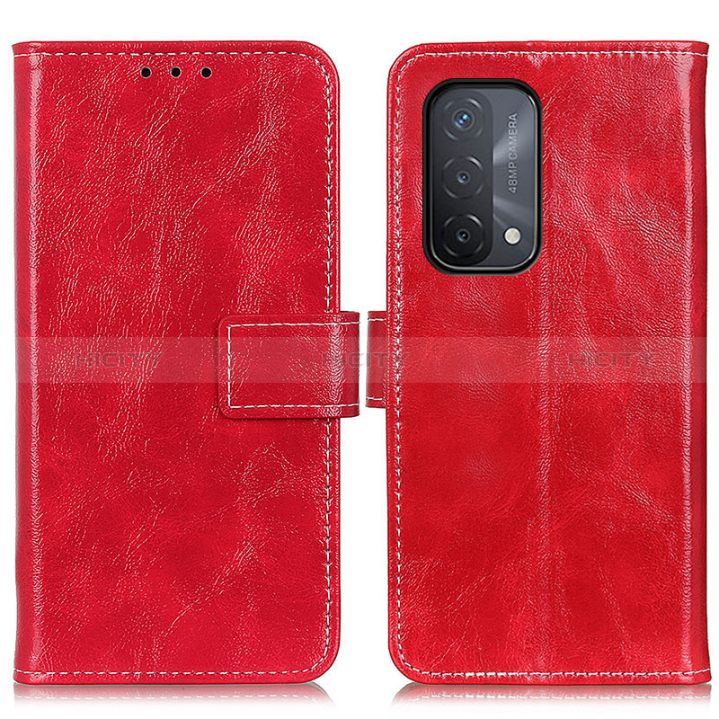 Funda de Cuero Cartera con Soporte Carcasa K04Z para Oppo A54 5G Rojo