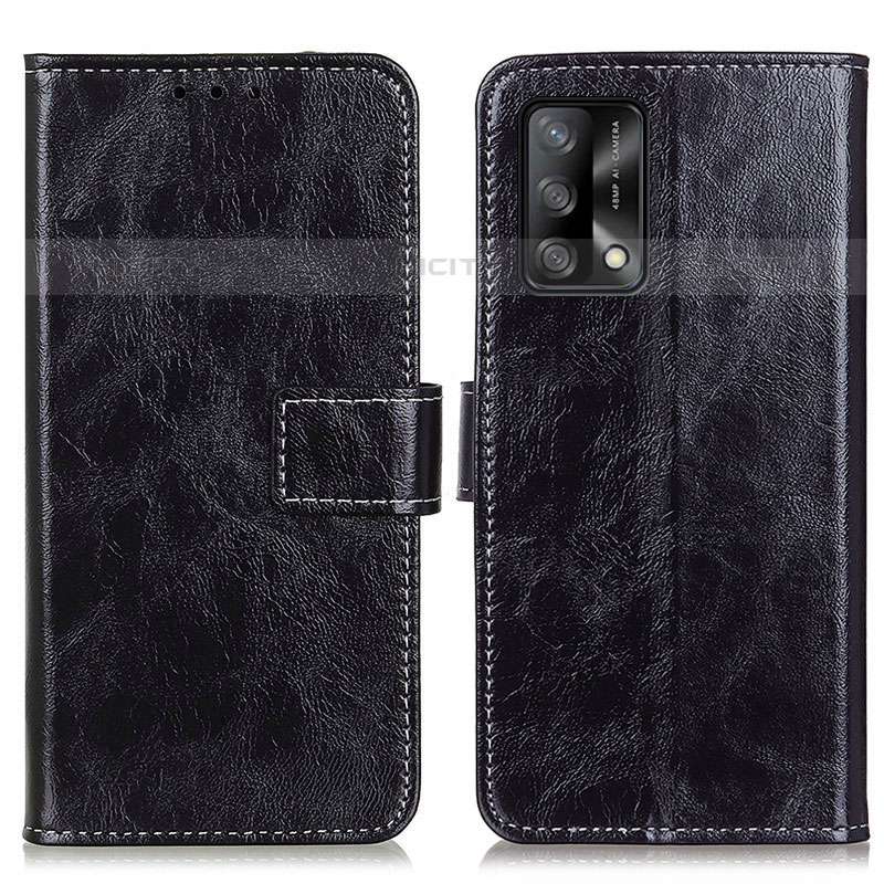 Funda de Cuero Cartera con Soporte Carcasa K04Z para Oppo A74 4G Negro