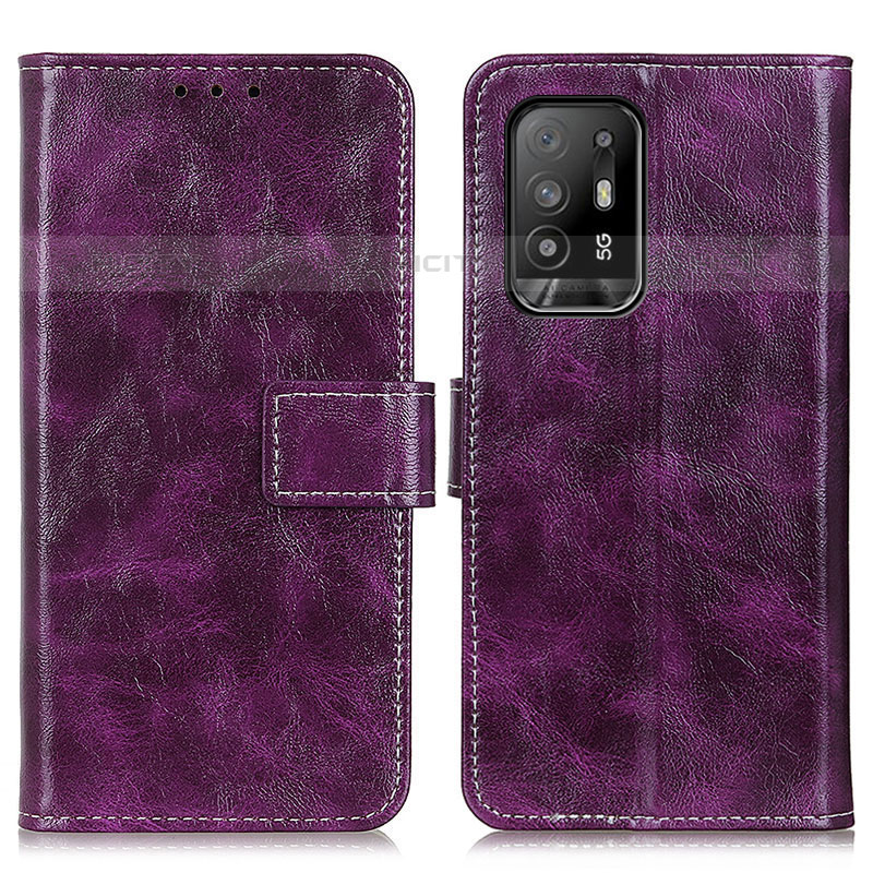 Funda de Cuero Cartera con Soporte Carcasa K04Z para Oppo A95 5G Morado