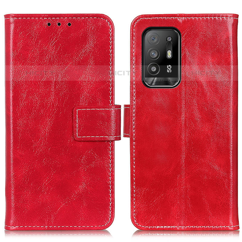 Funda de Cuero Cartera con Soporte Carcasa K04Z para Oppo A95 5G Rojo