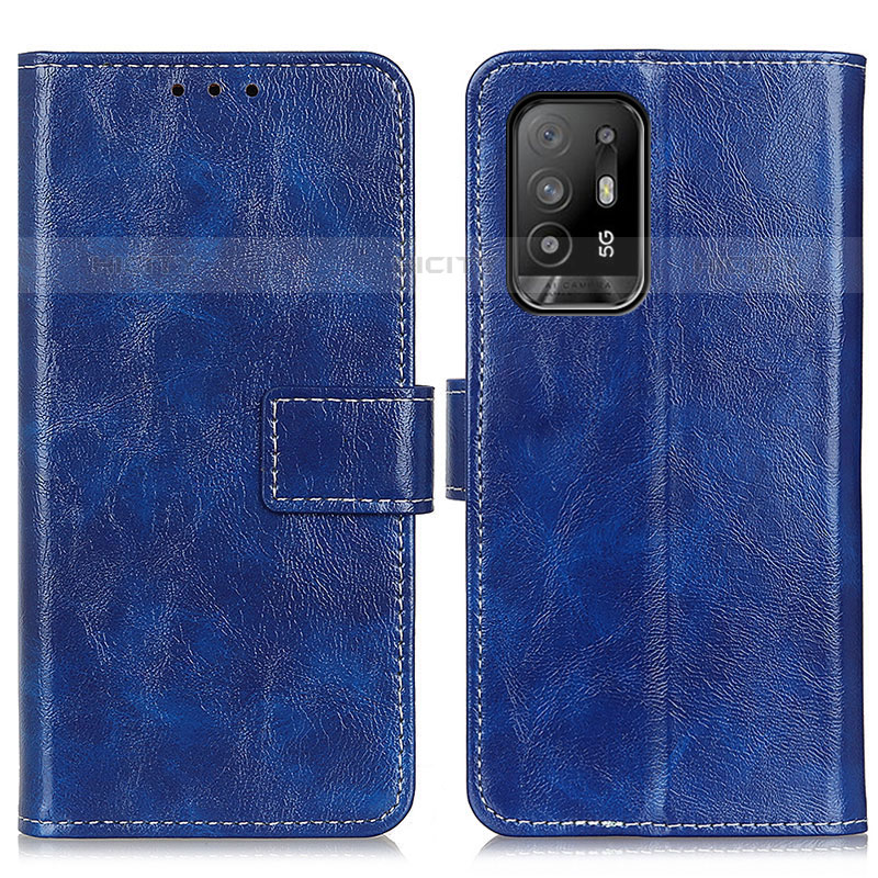 Funda de Cuero Cartera con Soporte Carcasa K04Z para Oppo F19 Pro+ Plus 5G Azul