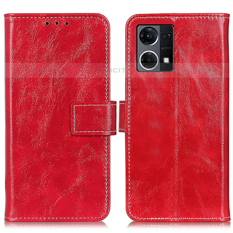 Funda de Cuero Cartera con Soporte Carcasa K04Z para Oppo F21s Pro 4G Rojo