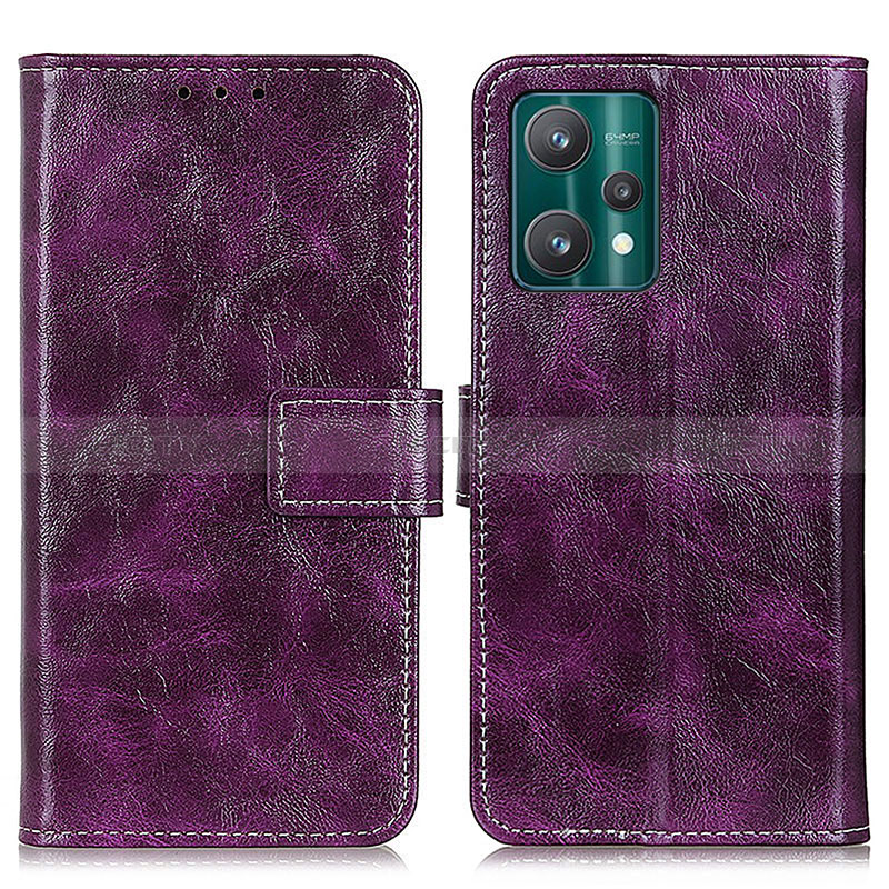 Funda de Cuero Cartera con Soporte Carcasa K04Z para Realme Q5 5G Morado