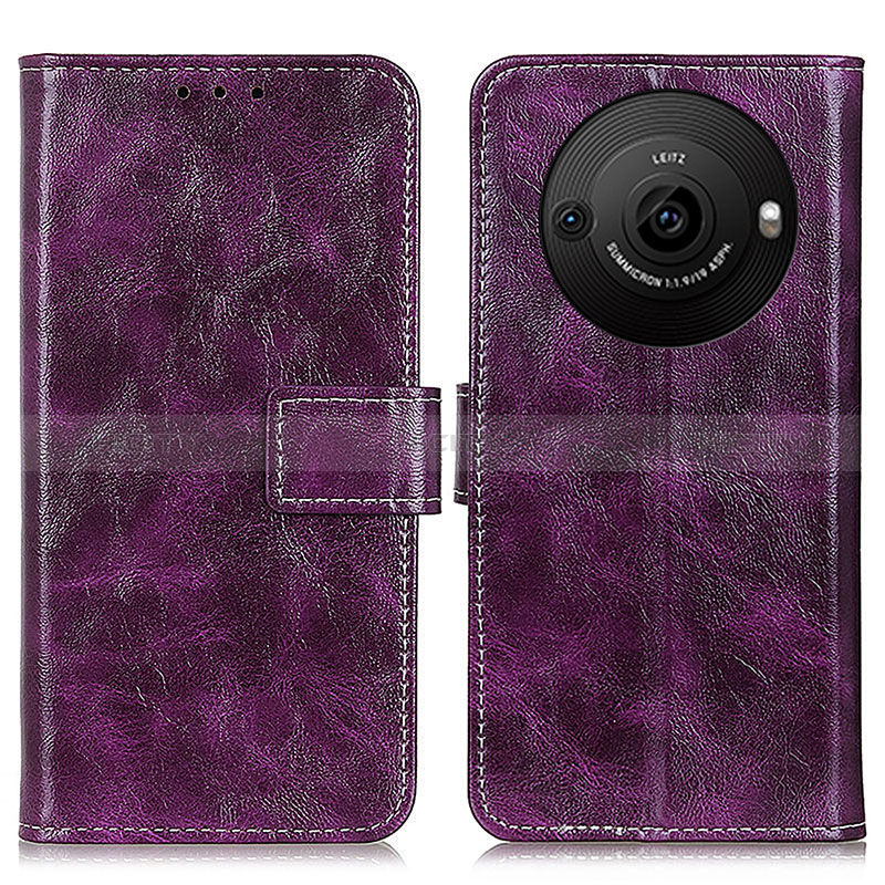 Funda de Cuero Cartera con Soporte Carcasa K04Z para Sharp Aquos R8s Pro Morado