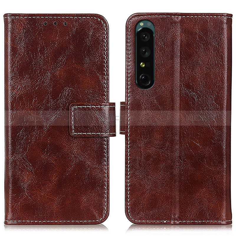 Funda de Cuero Cartera con Soporte Carcasa K04Z para Sony Xperia 1 IV SO-51C Marron