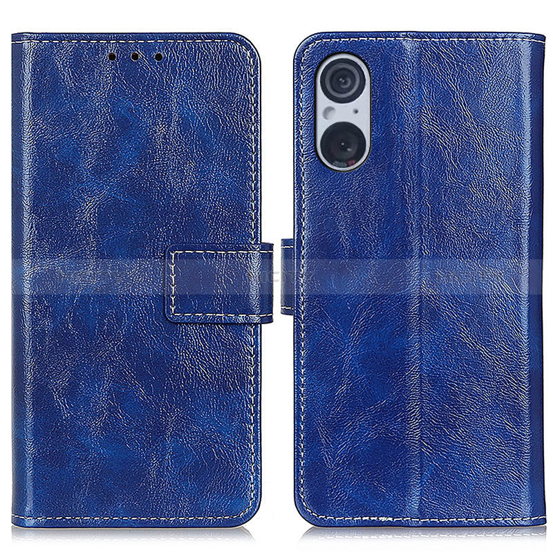 Funda de Cuero Cartera con Soporte Carcasa K04Z para Sony Xperia 5 V Azul