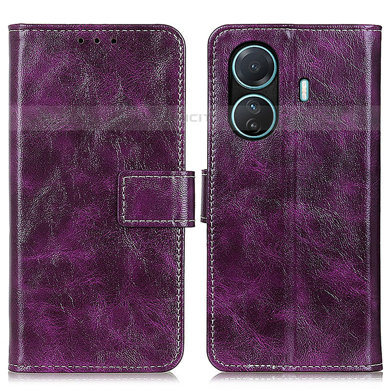 Funda de Cuero Cartera con Soporte Carcasa K04Z para Vivo iQOO Z6 Pro 5G Morado