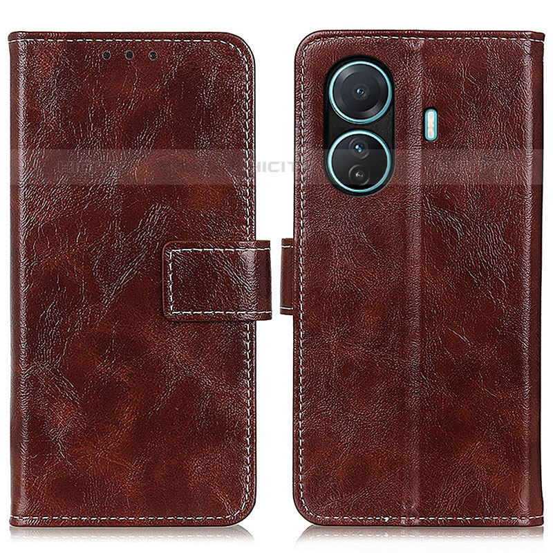 Funda de Cuero Cartera con Soporte Carcasa K04Z para Vivo T1 Pro 5G Marron