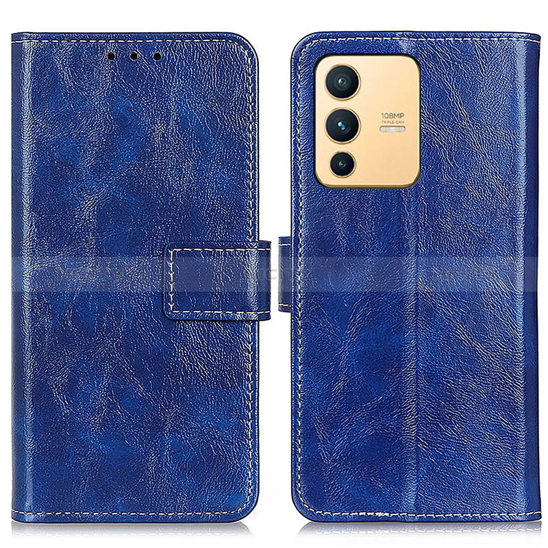 Funda de Cuero Cartera con Soporte Carcasa K04Z para Vivo V23 5G Azul