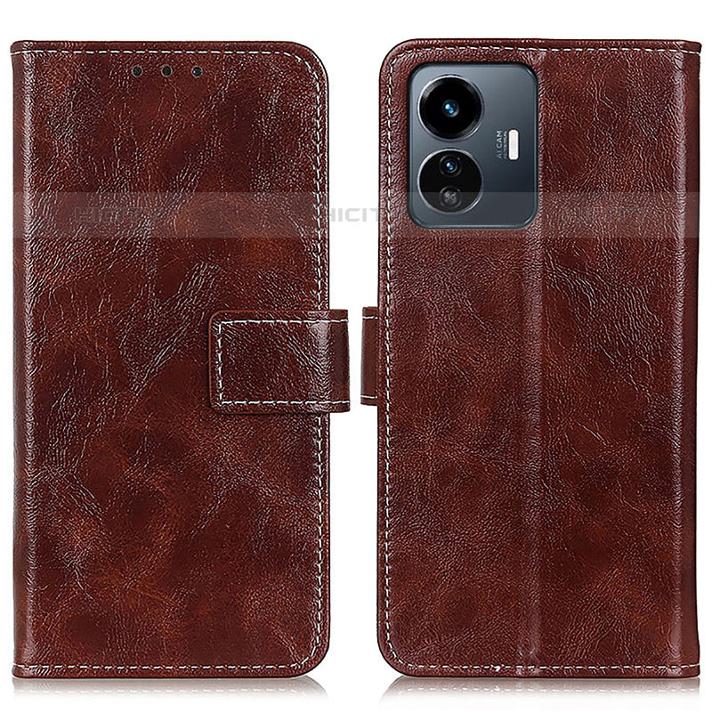 Funda de Cuero Cartera con Soporte Carcasa K04Z para Vivo Y77e 5G Marron