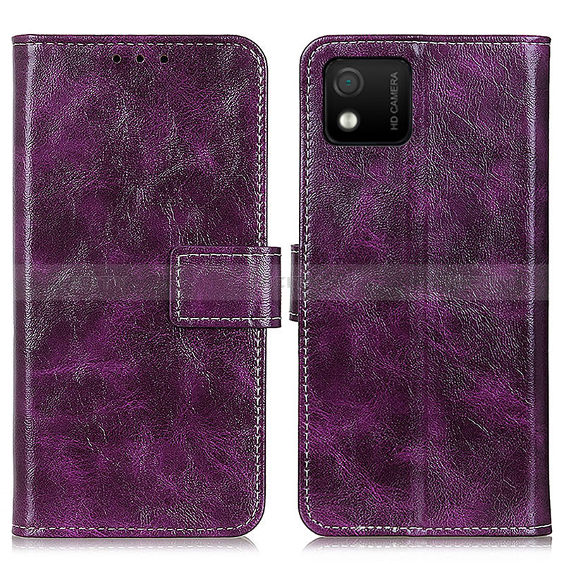 Funda de Cuero Cartera con Soporte Carcasa K04Z para Wiko Y52 Morado