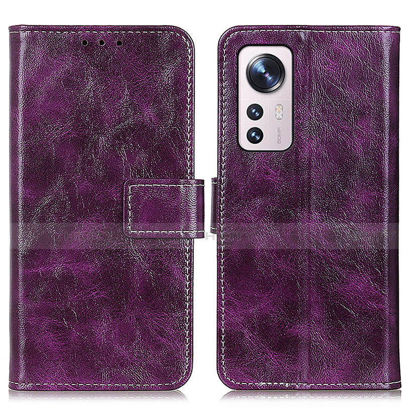 Funda de Cuero Cartera con Soporte Carcasa K04Z para Xiaomi Mi 12 5G Morado