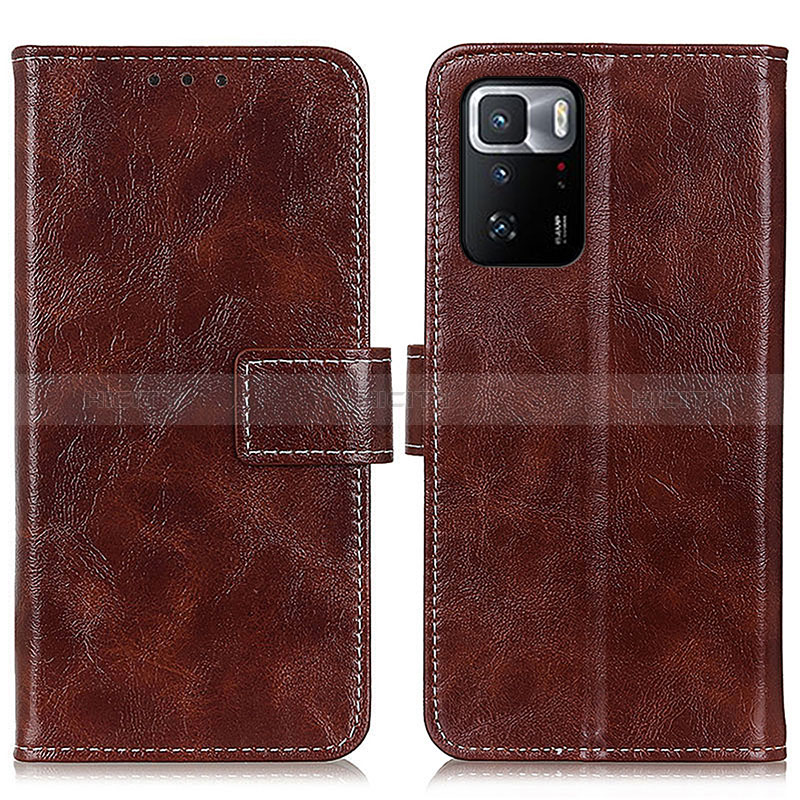 Funda de Cuero Cartera con Soporte Carcasa K04Z para Xiaomi Poco X3 GT 5G Marron