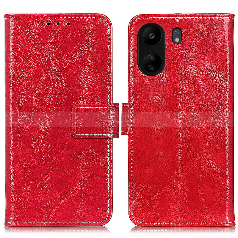 Funda de Cuero Cartera con Soporte Carcasa K04Z para Xiaomi Redmi 13C Rojo