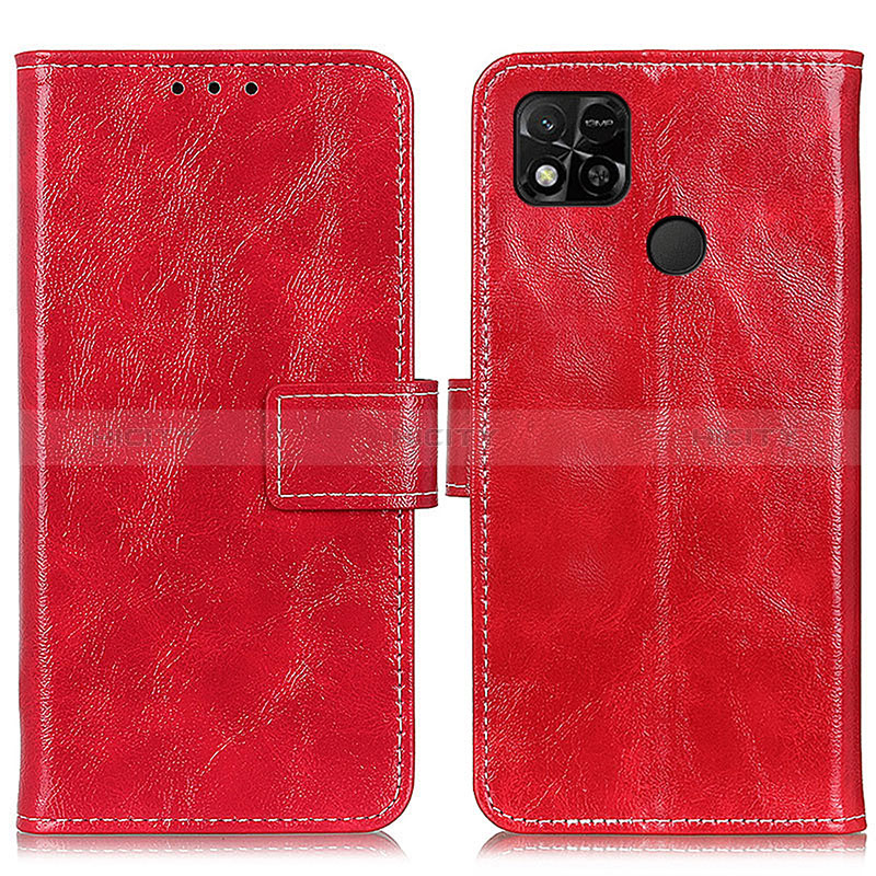 Funda de Cuero Cartera con Soporte Carcasa K04Z para Xiaomi Redmi 9C NFC Rojo